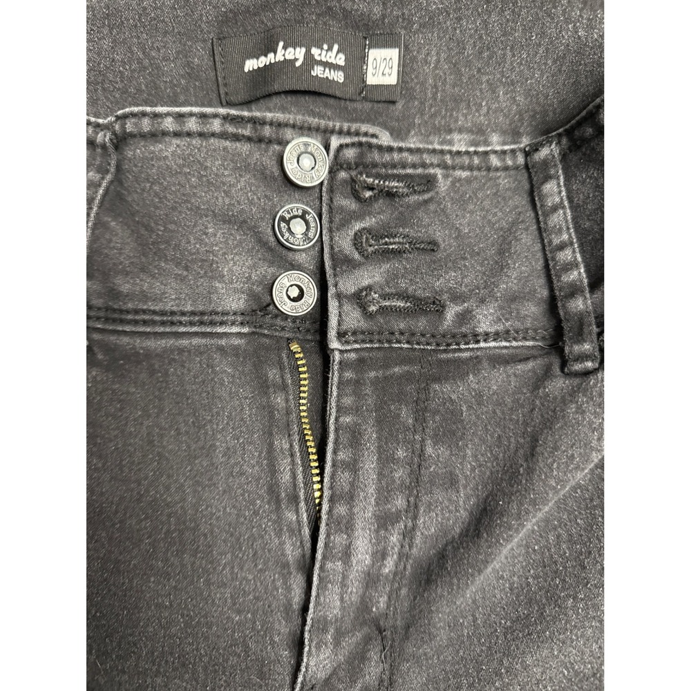 Monkey Ride Jeans Women's Black Denim High Rise Button Fly Skinny Jeans Size 9